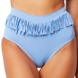 l*space High-Waist Fringe Bikini Bottoms - Light Blue